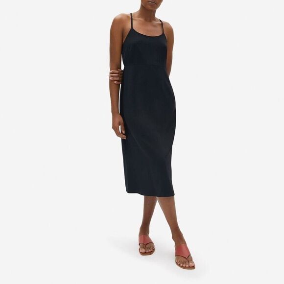 Everlane Women's Black Scoop Neck Sleeveless Fit and Flare Midi Dress Size 4 - Picture 1 of 8